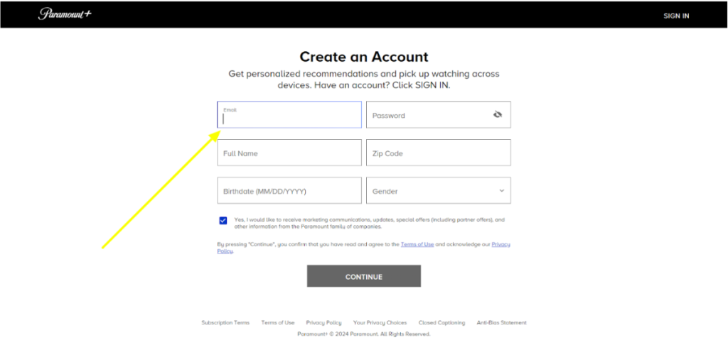 Create An Account On Paramount Plus