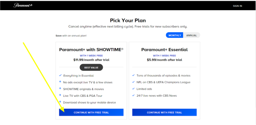 Pick Your Plan On Paramount Plus