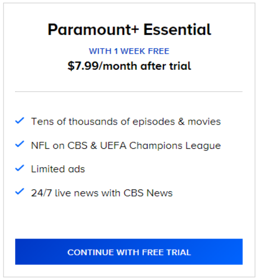 Paramount Plus Essential