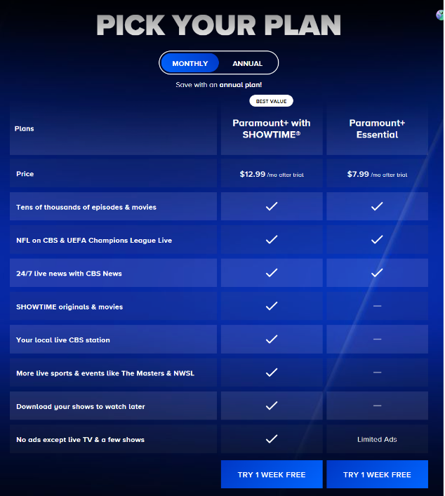 Paramount Plus Pricing & Subscription