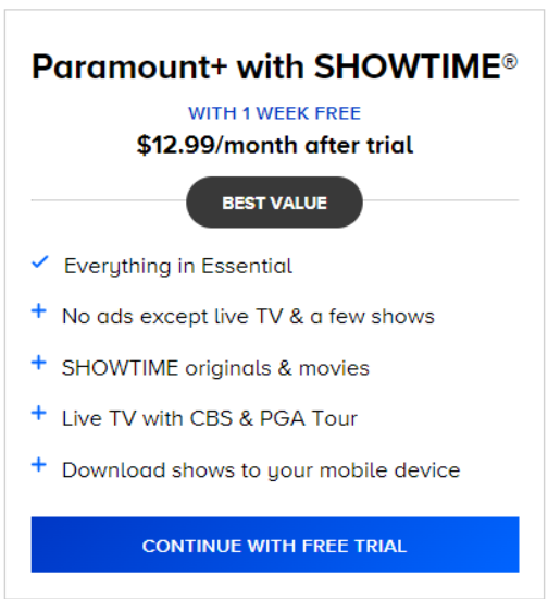 Paramount Plus with Showtime
