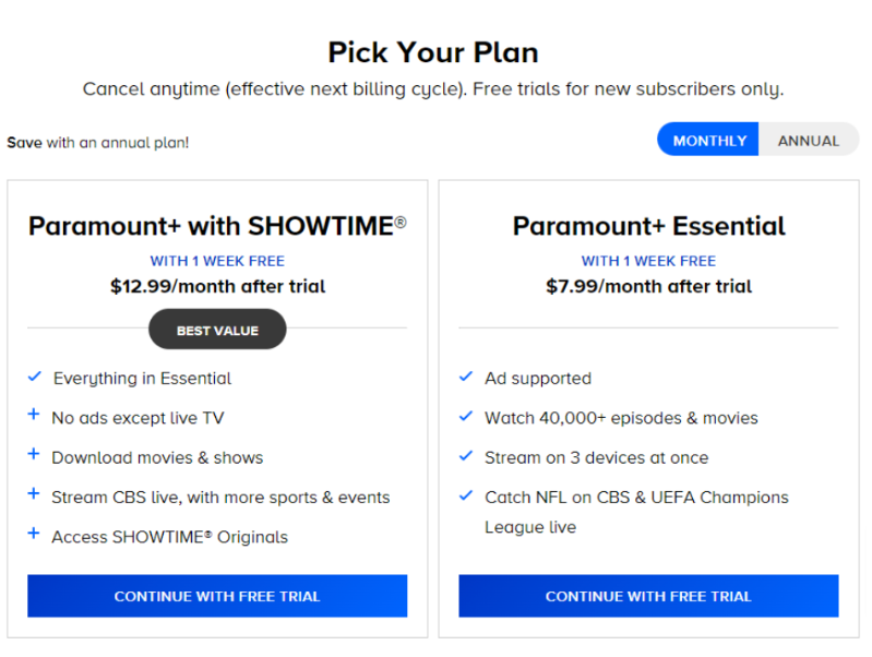 Paramount+ Pricing and Plans