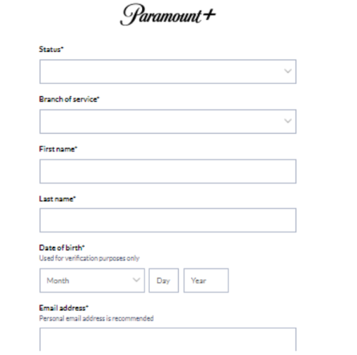 Paramount Plus Military Discount Page